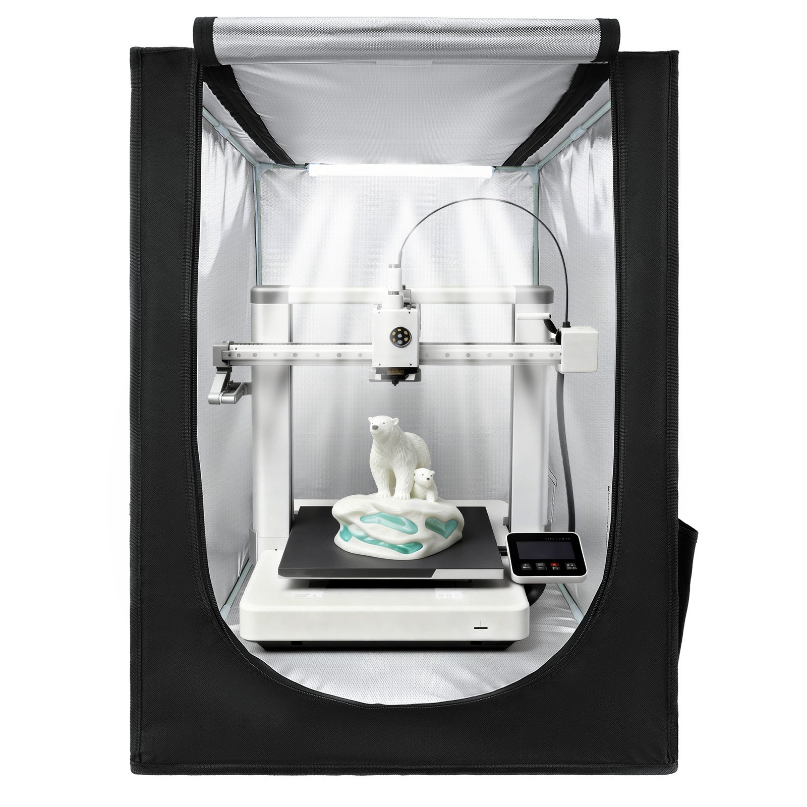 VEVOR Carcasa para Impresora 3D, 55 x 65 x 75 cm, Cubierta Protectora Antipolvo con Temperatura Constante e Iluminación LED, Compatible con Modelos Comunes de Creality/ELEGOO/Anycubic, Negro