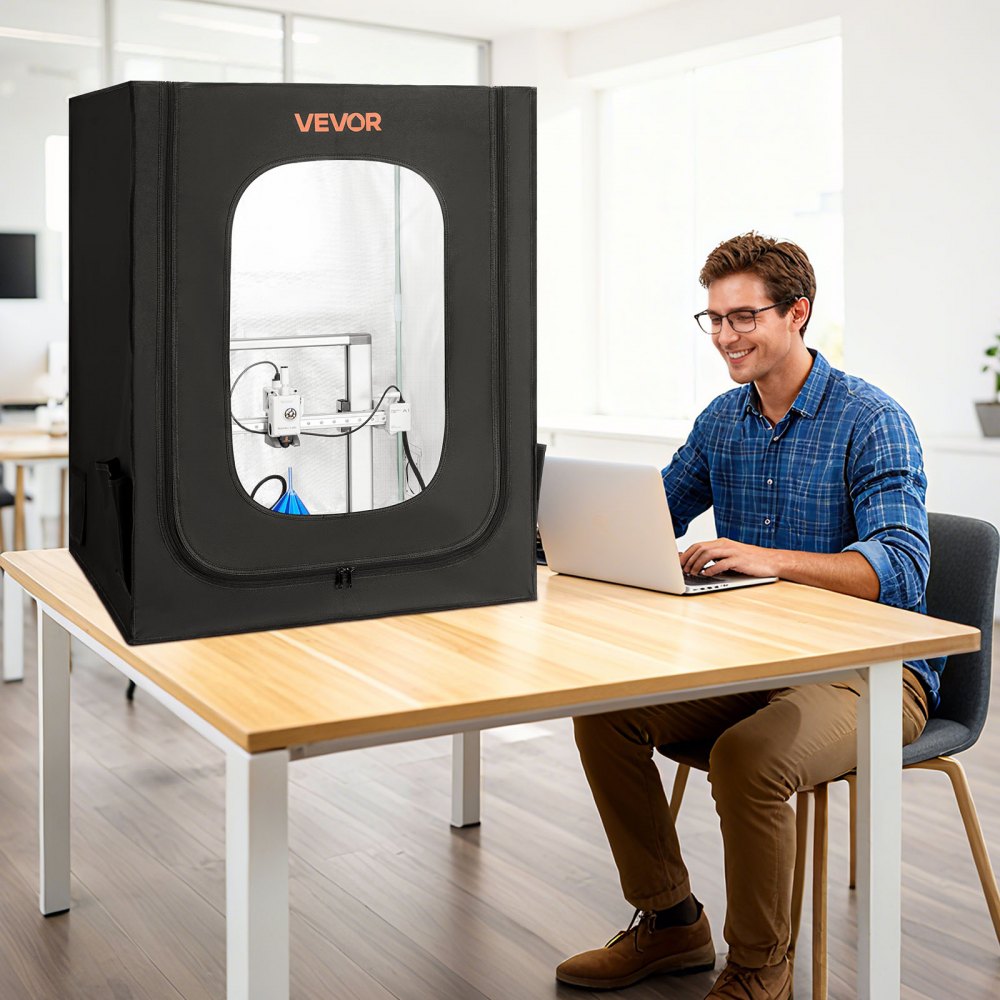 VEVOR Carcasa para Impresora 3D, 70 x 75 x 90 cm, Cubierta Protectora Antipolvo e Impermeable con Temperatura Constante e Iluminación LED, para los Modelos más Comunes de Creality/ELEGOO/Anycubic