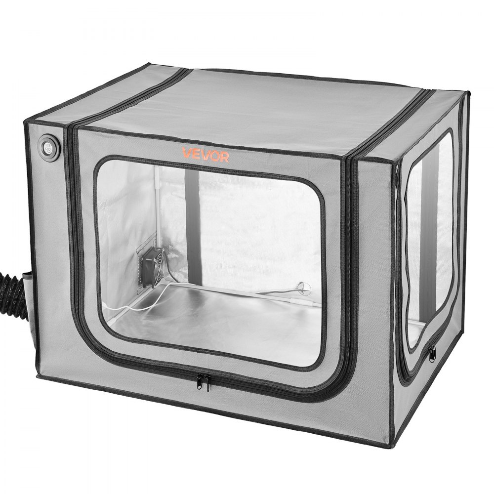 VEVOR Carcasa para Impresora 3D, 800 x 580 x 580 mm, Ignífuga, Resistente al Polvo y al Agua, con Temperatura Constante, Iluminación LED y Ventilación, Compatible con Bambu Lab A1 Combo, Gris