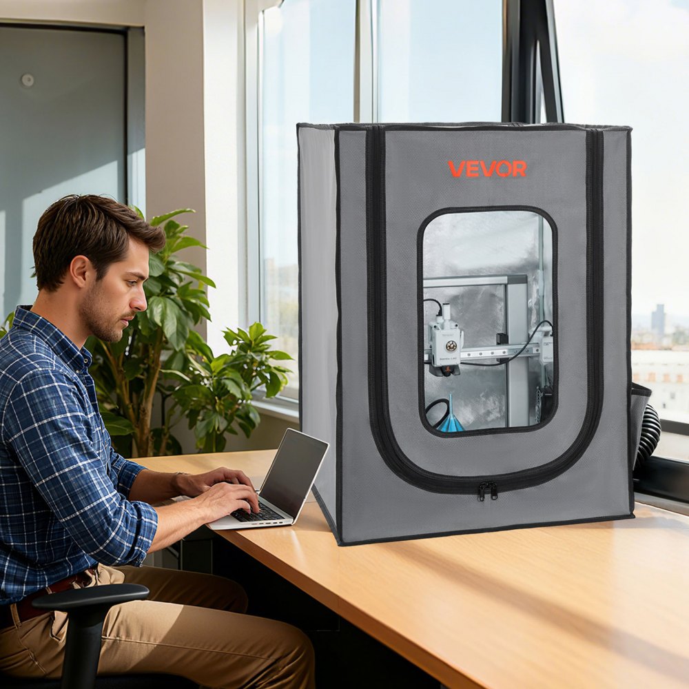 VEVOR Carcasa para Impresora 3D, 55 x 65 x 75 cm, Cubierta Protectora Antipolvo e Impermeable con Temperatura Constante e Iluminación LED, Compatible con Impresoras Photon Mono/Mars 3, FDM/LCD