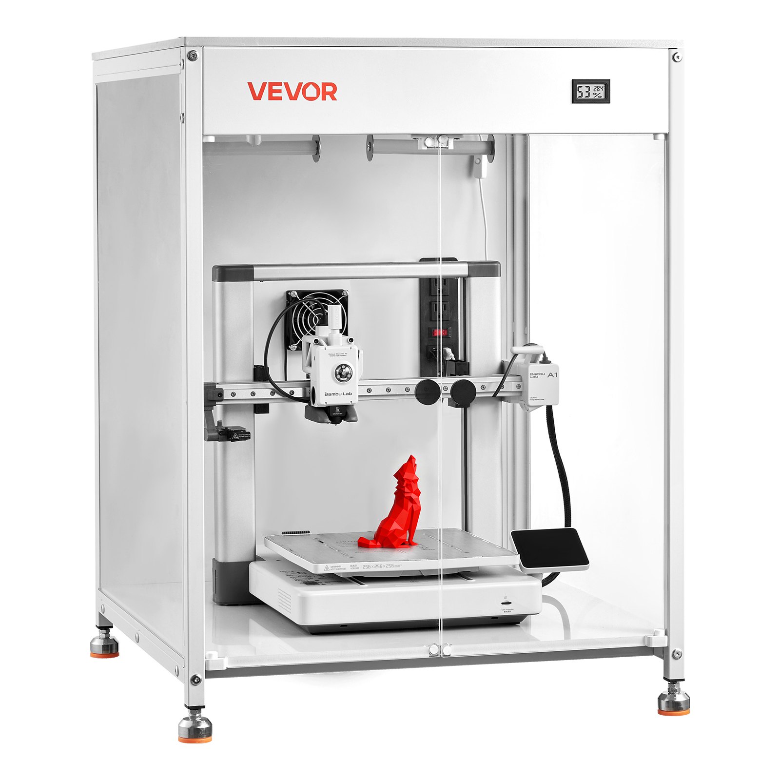 VEVOR Carcasa para Impresora 3D 60 x 60 x 80 cm, Cubierta Protectora Impermeable y Antipolvo con Temperatura Constante, Iluminación LED y Ventilación, para Bambu Lab/Ender/Neptune Kobra, Blanco
