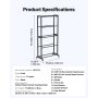 VEVOR Estante de Almacenamiento de Filamentos 5 Niveles para Impresión 3D Soporte de Metal para Carretes de Filamento 635 x 320 x 1300 mm Estante Fijo para Estudios, Talleres, Oficinas, Negro