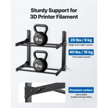 VEVOR Estante de Almacenamiento de Filamentos 2 Niveles para Impresión 3D, Negro