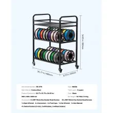 VEVOR Estante de Filamentos para Impresión 3D con Ruedas 3 Niveles para Estudios