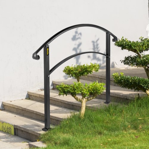 VEVOR Barandillas para Escaleras de 3 Pasos Pasamanos de Hierro Forjado Negro
