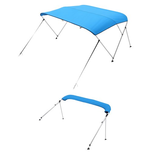VEVOR Toldo Bimini para Barco de 3 Arcos, Poliéster 600D con Estructura de Aleación de Aluminio, Impermeable, Protección Solar, con Bolsa de Almacenamiento, 182 x 199-213 x 117 cm, Azul Pacífico