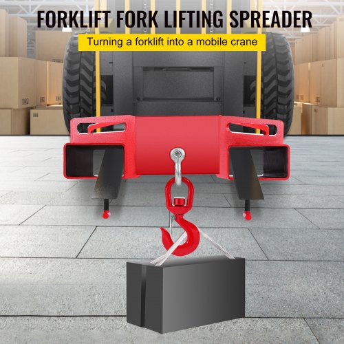 VEVOR Gancho de Carga para Carretilla Elevadora Máxima de Elevación 3000kg Gancho Cargador para Carretilla Ancho de Horquilla 360 mm Grúa de Elevación de Cabrestante para Almacenes y Fabricantes, Rojo