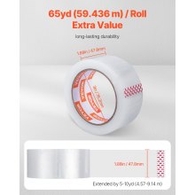 VEVOR Cinta de Embalaje Transparente 18 Rollos 47,8mm x 59,44m para Mudanzas