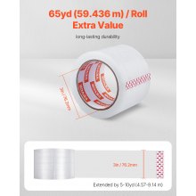 VEVOR Cinta de Embalaje Transparente 24 Rollos 76,2mm x 59,44m para Mudanzas