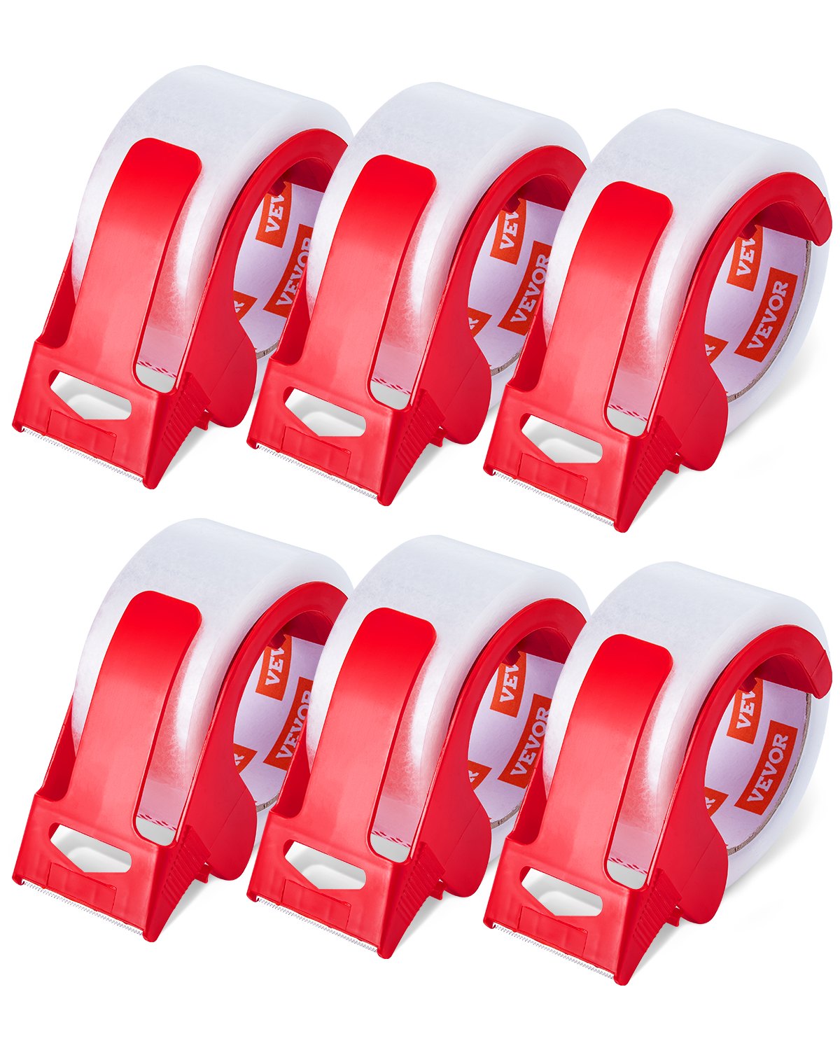 VEVOR Cinta de Embalaje Transparente 6 Rollos 47,8mm x 59,44m Cinta de Envío Transparente con Dispensador Cinta de Embalaje de 2,7 mil Diseñada para Mudanzas, Almacenamiento, Embalaje, Envío, Correo