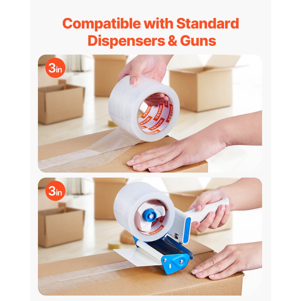 VEVOR Cinta de Embalaje Transparente 6 Rollos 76,2mm x 59,44m Cinta de Envío Transparente Resistente Cinta de Embalaje de 2,7 mil Diseñada para Mudanzas, Almacenamiento, Embalaje, Envío, Correo