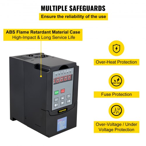 VEVOR Variador de Frecuencia 4KW 220-250V, Máquina de Frecuencia de Inversor VFD 5HP, Controlador de Velocidad de Motor, Regulador de Velocidad para Motor, Inversor de Variador de Frecuencia