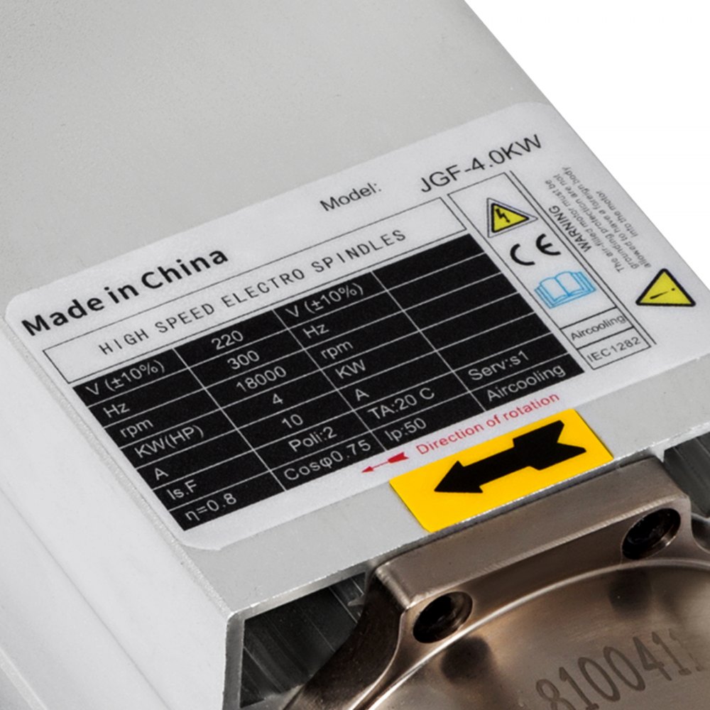 VEVOR 4 KW Accionamiento de Frecuencia Variable 220V 208-240 VAC 48-63 Hz 0-400 Hz 1 o 3 Fases, Motor de Husillo de 4 KW Refrigerado por Aire 220 V 10 A 300 Hz 1-18000 rpm 40 x 20 x 17 cm
