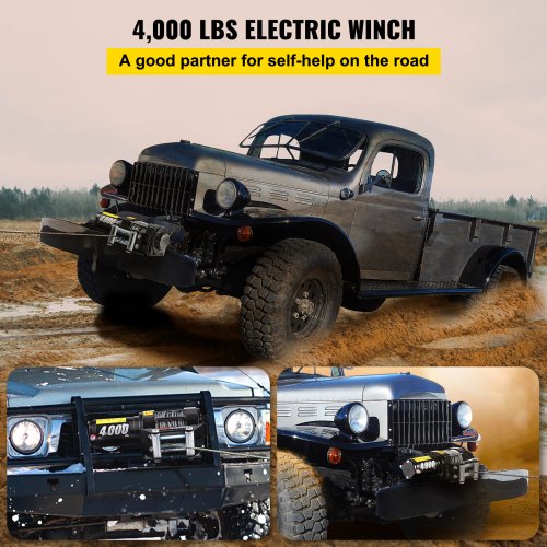 VEVOR Cabrestante Eléctrico, 1814 kg /4000 lbs 1300 W Cabrestante para Coche con Control Remoto Inalámbrico, Cuerda de Acero Fuerte 13 m Diámetro 5,4 mm Cabrestante Eléctrico para Rescatar Vehículos
