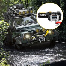 VEVOR Cabrestante Eléctrico, 1814 kg /4000 lbs 1300 W Cabrestante para Coche con Control Remoto Inalámbrico, Cuerda de Acero Fuerte 13 m Diámetro 5,4 mm Cabrestante Eléctrico para Rescatar Vehículos