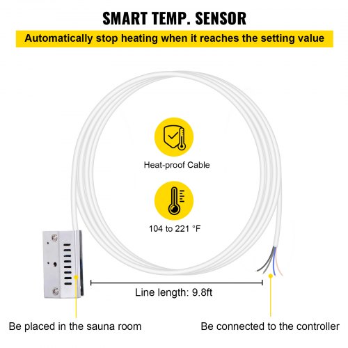 VEVOR Controlador de Calentador de Sauna Externo 380-415 V,3-9 kW Controlador de Sauna de Sala en Casa Instalado en La Pared Controlador de Estufa de Calentador Eléctrico de Sauna para Sauna, Resort