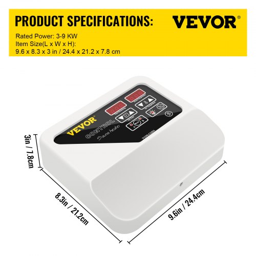 VEVOR Controlador de Calentador de Sauna Externo 380-415 V,3-9 kW Controlador de Sauna de Sala en Casa Instalado en La Pared Controlador de Estufa de Calentador Eléctrico de Sauna para Sauna, Resort