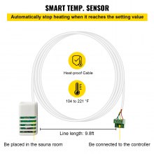 VEVOR Controlador de Calentador de Sauna Externo 380-415 V,3-9 kW Controlador de Sauna de Sala en Casa Instalado en La Pared Controlador de Estufa de Calentador Eléctrico de Sauna para Sauna, Resort