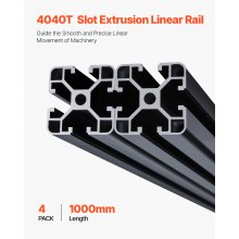VEVOR 4 PCS Perfiles de Extrusión de Aluminio 4040 con Ranura en T 1 m, Negro