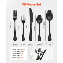 VEVOR Juego de Cubiertos de Acero Inoxidable Alta Calidad 30 Piezas 6 Personas