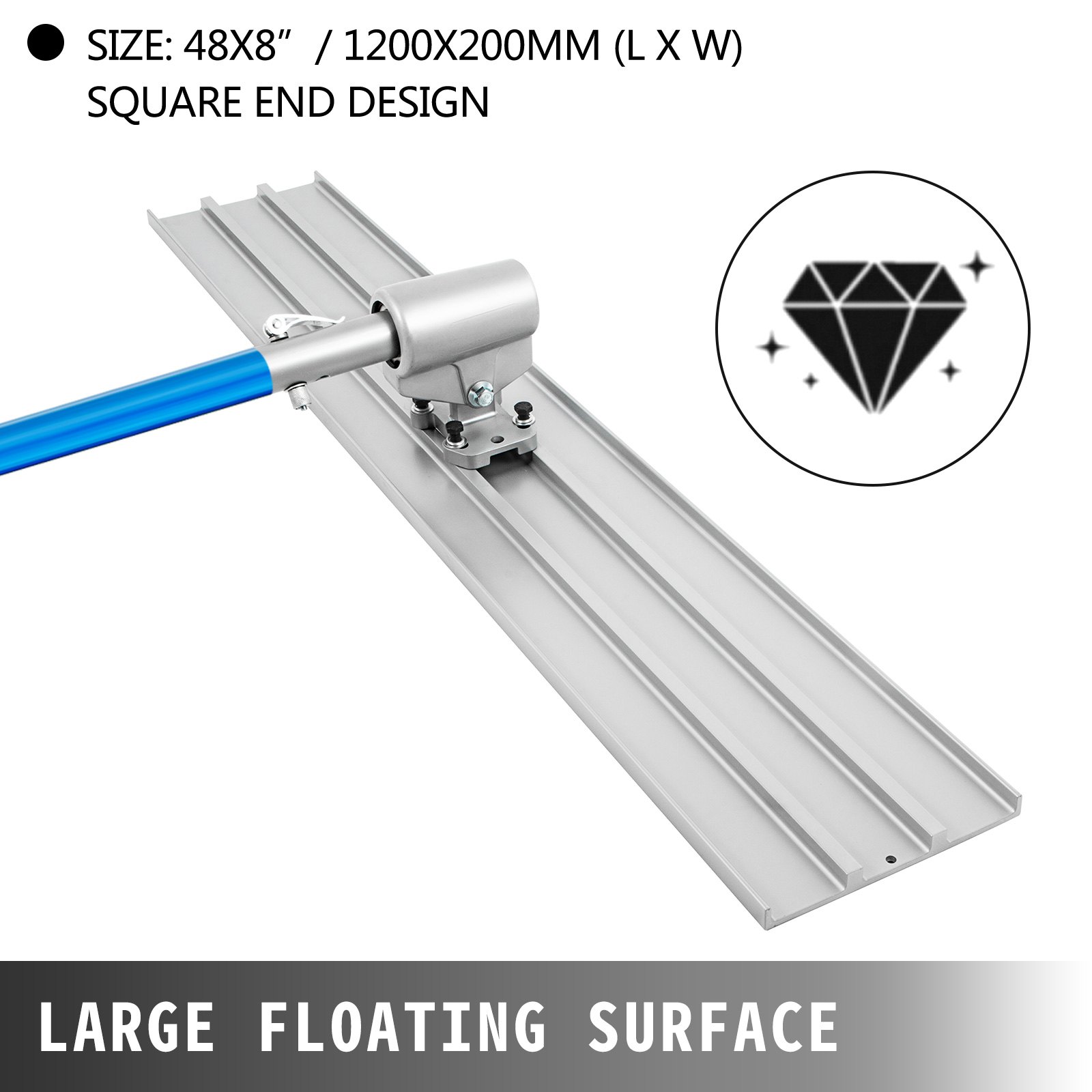 Vevor Flotador De Hormigón Cuadrado 120x20 Cm Bull Float Con Soporte Ajustable