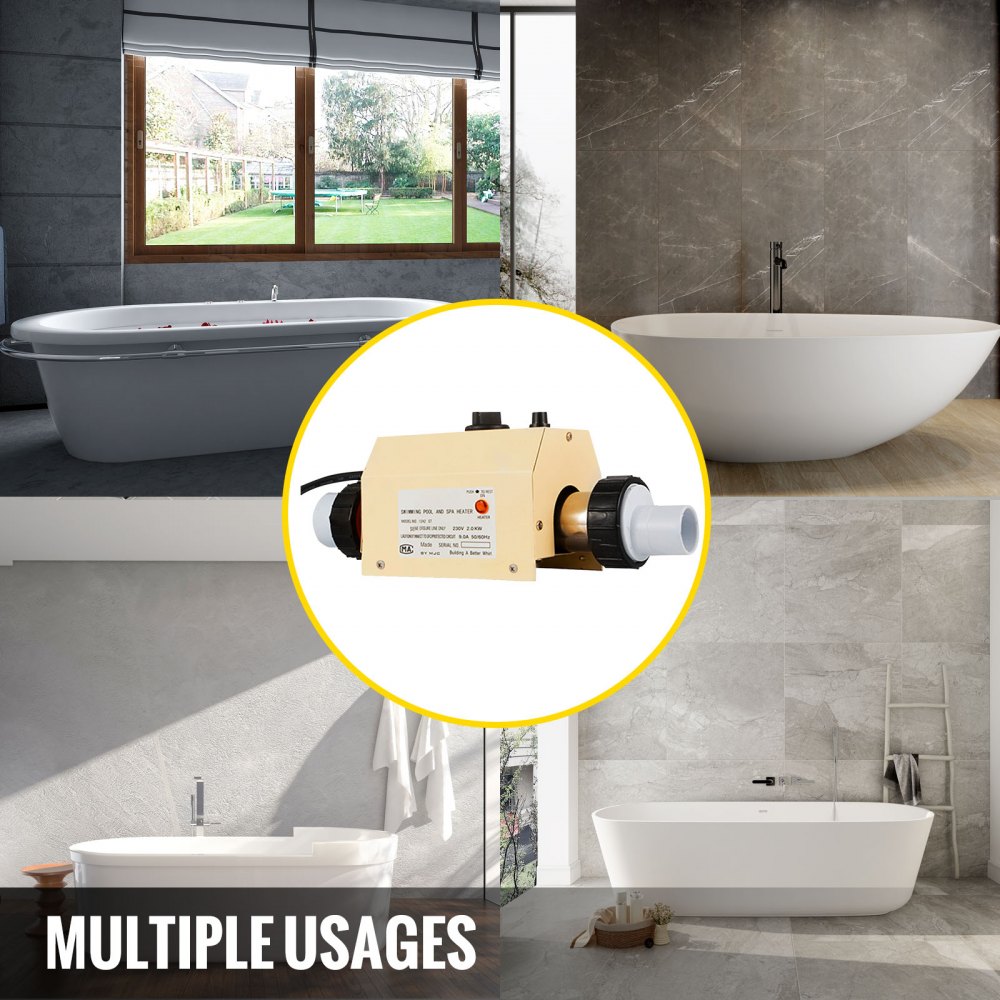 220V 2KW Swimming Pool & Bath SPA Hot Tub Electric Water Heater Thermostat