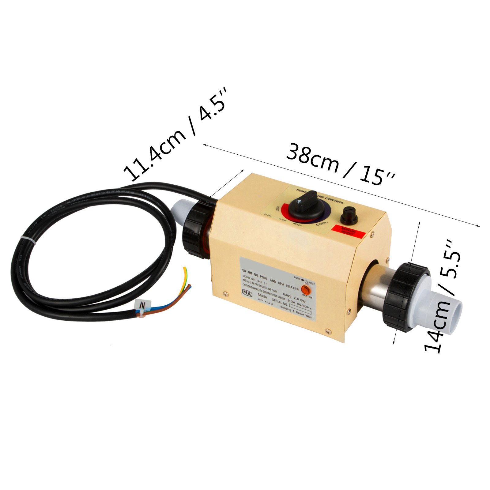 220V 2KW Swimming Pool & Bath SPA Hot Tub Electric Water Heater Thermostat