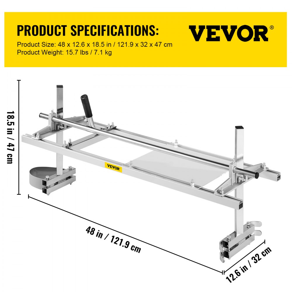 VEVOR Sierra de Cadena 45-122 cm Sierra de Soldadura de Aluminio para Acero  18 "-48" Barra de Corte de Madera para Encofrado