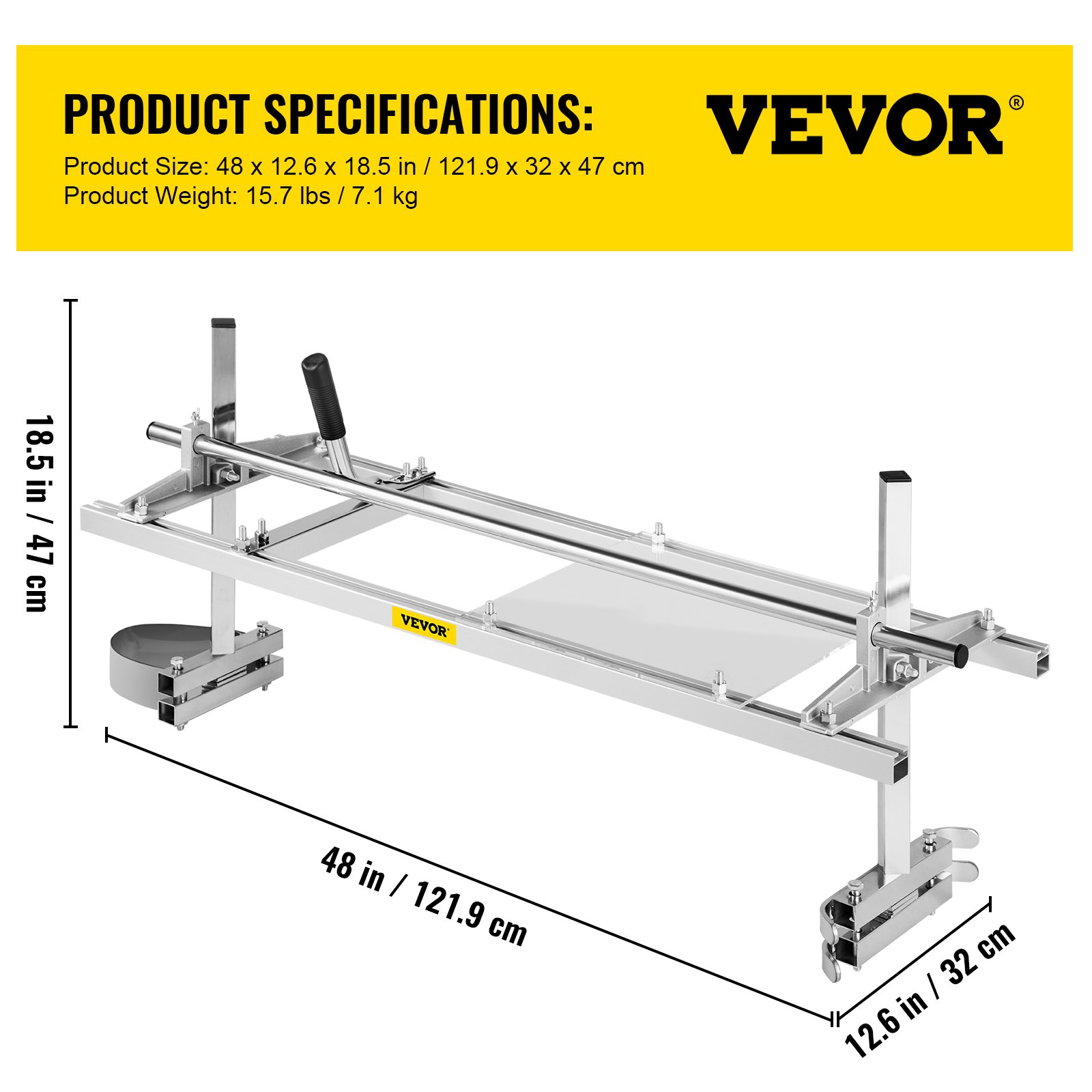 VEVOR Sierra de Cadena 45-122 cm Sierra de Soldadura de Aluminio para Acero  18 "-48" Barra de Corte de Madera para Encofrado