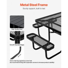 VEVOR Mesa de Pícnic de Acero Resistente a la Intemperie 1925 x 1925 x 745 mm