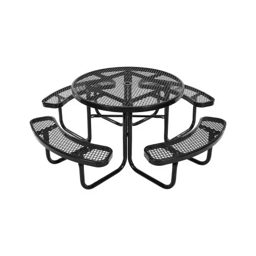 VEVOR Mesa de Pícnic Resistente, Juego de Comedor para Exteriores Resistente a la Intemperie, Acero Revestido con Orificio para Sombrilla, para Jardín, Patio Trasero, Negro, 2015 x 2015 x 745 mm