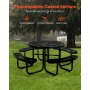 VEVOR Mesa de Pícnic Resistente, Juego de Comedor para Exteriores Resistente a la Intemperie, Acero Revestido con Orificio para Sombrilla, para Jardín, Patio Trasero, Negro, 2015 x 2015 x 745 mm