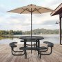 VEVOR Mesa de Pícnic Resistente, Juego de Comedor para Exteriores Resistente a la Intemperie, Acero Revestido con Orificio para Sombrilla, para Jardín, Patio Trasero, Negro, 2015 x 2015 x 745 mm