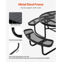 VEVOR Mesa de Pícnic de Acero Resistente a la Intemperie 2015 x 2015 x 745 mm