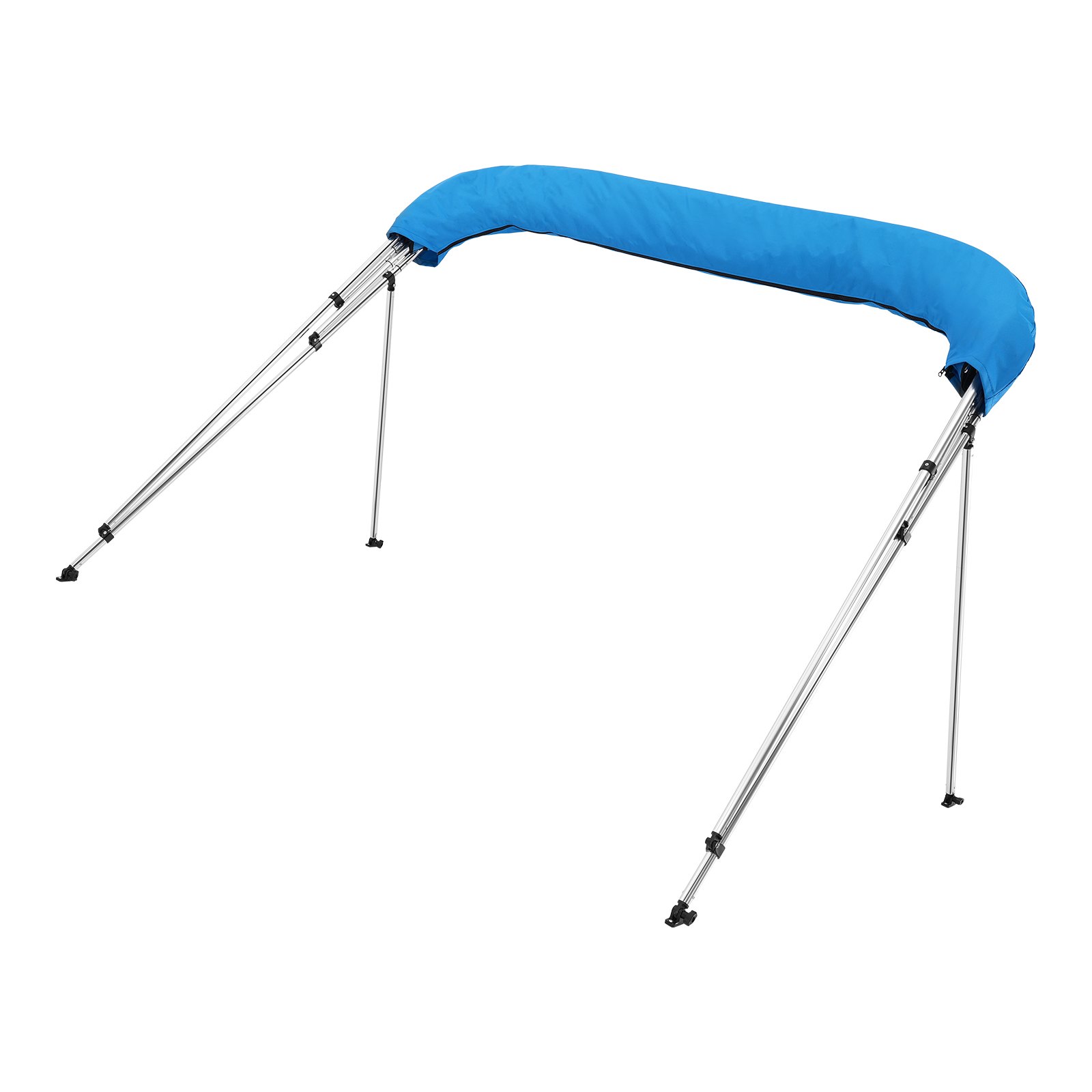 VEVOR Toldo Bimini para Barco 4 Arcos, de Poliéster 600D, Aleación de Aluminio, Impermeable y Parasol, Bolsa de Almacenamiento, 2 Postes de Soporte, 4 Correas, 244 x 199 x 137 cm, Azul Pacífico
