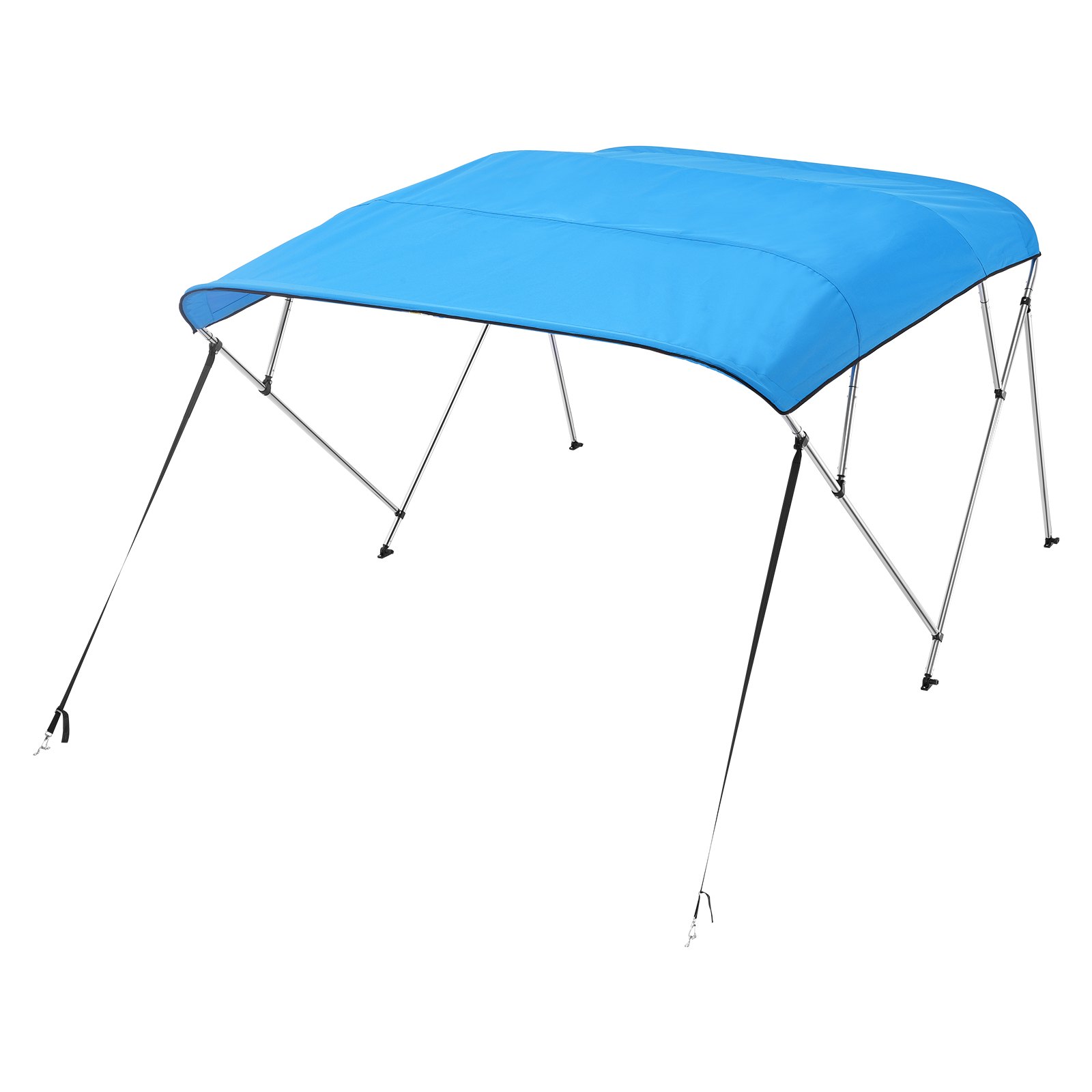 VEVOR Toldo Bimini para Barco 4 Arcos, de Poliéster 600D, Aleación de Aluminio, Impermeable y Parasol, Bolsa de Almacenamiento, 2 Postes de Soporte, 4 Correas, 244 x 216 x 137 cm, Azul Pacífico
