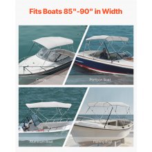 VEVOR Toldo Bimini Plegable para Barco 4 Arcos 244 x 216 x 137 cm Gris Claro