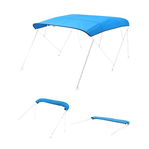 VEVOR Toldo Bimini Plegable para Barco de 4 Arcos, Poliéster 600D, Impermeable y con Protección Solar, con Bolsa de Almacenamiento, Resistente al Viento y Desgarro, 244 x 230 cm, Azul Pacífico