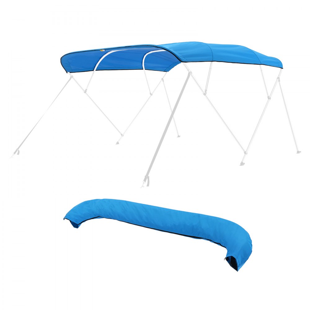 VEVOR Toldo Bimini Plegable para Barco de 4 Arcos, Poliéster 600D, Impermeable y con Protección Solar, con Bolsa de Almacenamiento, Resistente al Viento y Desgarro, 244 x 230 cm, Azul Pacífico