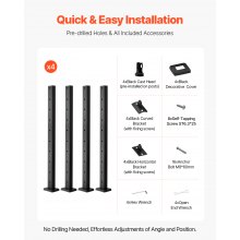 VEVOR 4 PCS Postes de Barandilla 91,4 x 2,5 x 5 cm Negro 4JZLGZXHS914UUOI6001V0