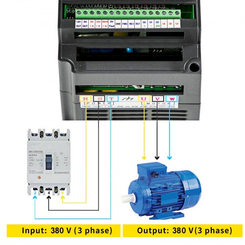 VEVOR Variador de Frecuencia 4 kW 5 HP 380 V Convertidor de Frecuencia Variable 0 - 400 Hz Inversor Trifásico para Máquinas de Bobinadoras Mezcladoras Extrusoras Cortadoras Elevadores Compresores