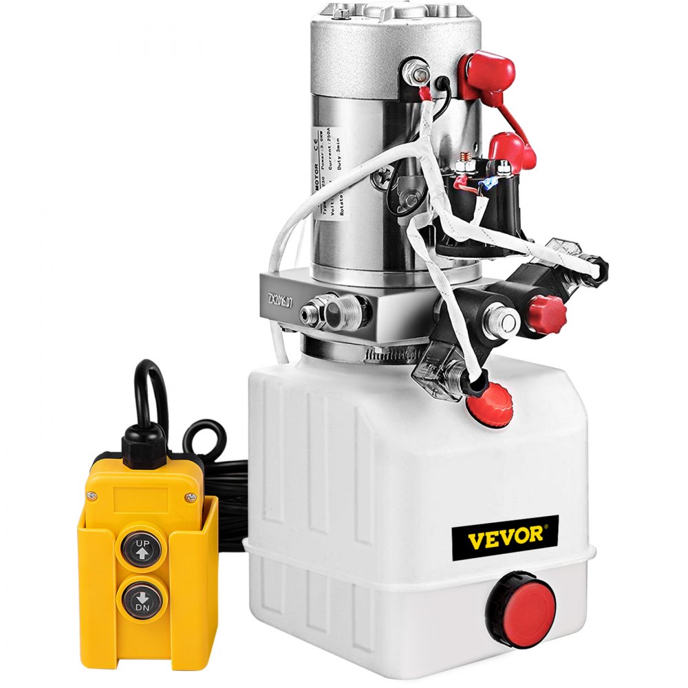 VEVOR Bomba Hidráulica 4L Bomba Hidráuli Eléctrica 2850R / MIN Bomba Hidráulica de Acción DC 12V Bomba Hidráulica con Tanque de Combustible 0.8--3KW Bomba Hidráulica de Acción Doble 1500 PS