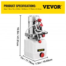 VEVOR Bomba Hidráulica 4L Bomba Hidráuli Eléctrica 2850R / MIN Bomba Hidráulica de Acción DC 12V Bomba Hidráulica con Tanque de Combustible 0.8--3KW Bomba Hidráulica de Acción Doble 1500 PS