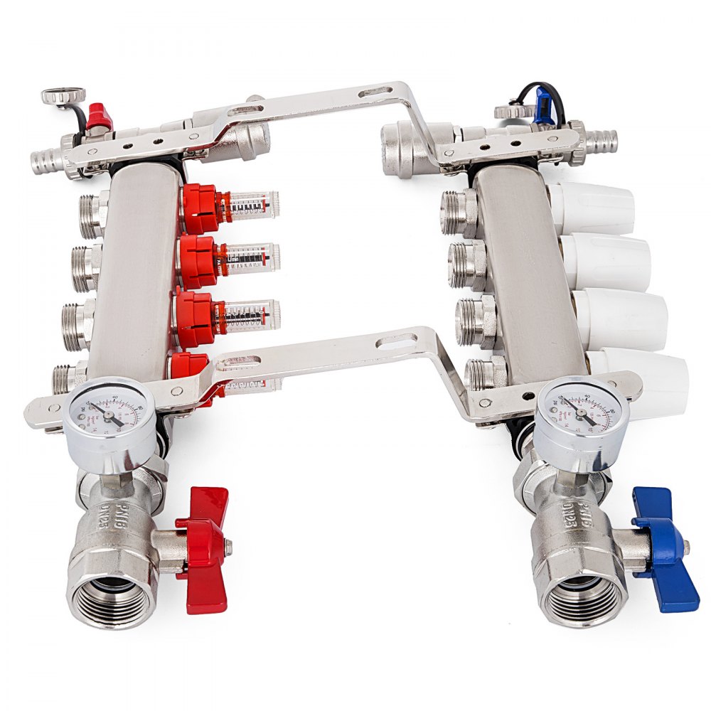 Colector De Calefacción Por Suelo Radiante Pex De 4 Ramas Vertical 1/2"