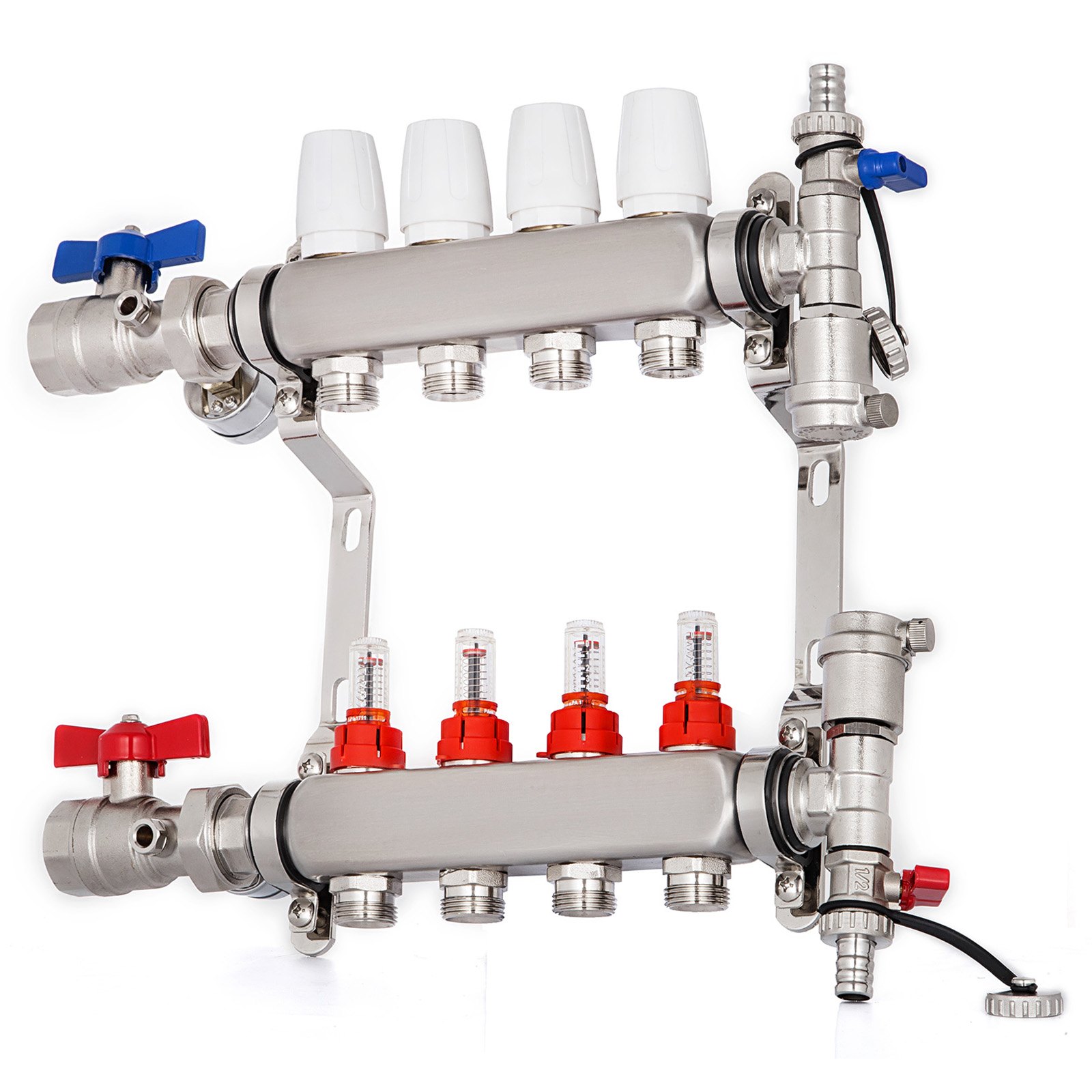 Colector De Calefacción Por Suelo Radiante Pex De 4 Ramas Vertical 1/2"