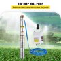 VEVOR Bomba Sumergible para Pozo Profundo 1hp / 0,75 KW 220 V 50 HZ, Bomba de Agua para Pozos de Acero Inoxidable con Altura de 74m, Bomba de Agua Acero con Caja de Control y Diámetro de 102 mm