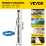 VEVOR Bomba Sumergible para Pozo Profundo 1hp / 0,75 KW 220 V 50 HZ, Bomba de Agua para Pozos de Acero Inoxidable con Altura de 74m, Bomba de Agua Acero con Caja de Control y Diámetro de 102 mm