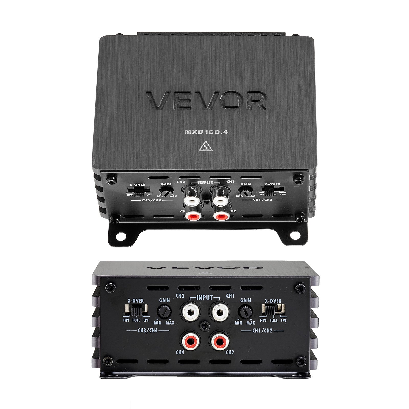 VEVOR Amplificador para Automóvil 4 Canales Puenteable Clase D, Máximo 4 x 110W a 4 ohmios y 4 x 160W a 2 ohmios, Amplificador Estéreo de Audio para Coche para Camioneta Vehículo Todoterreno Sedán SUV
