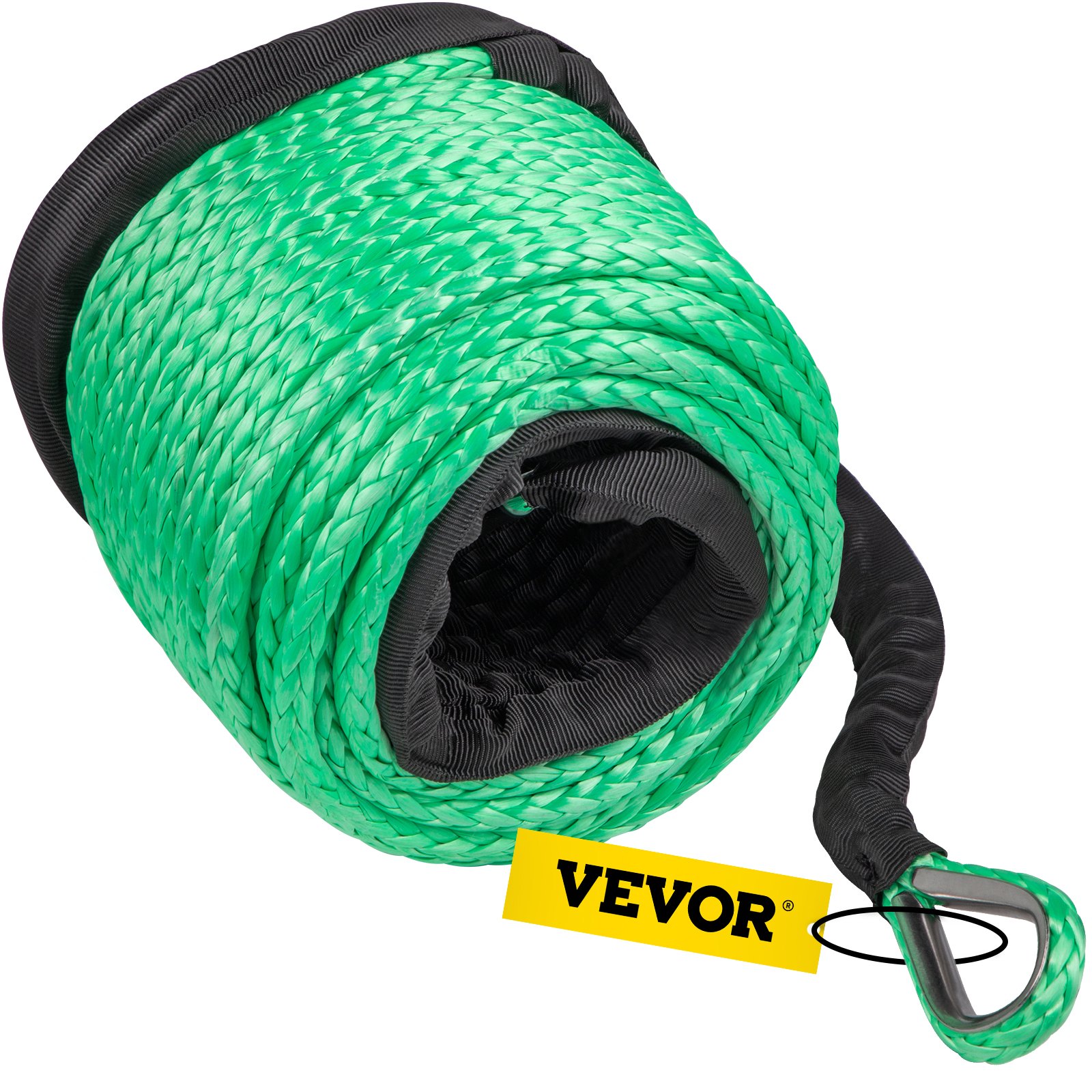 Cuerda de cabrestante sintética verde de 5/16 pulgadas x 100 pies, cabrestante de cable, cuerda de remolque para coche con funda