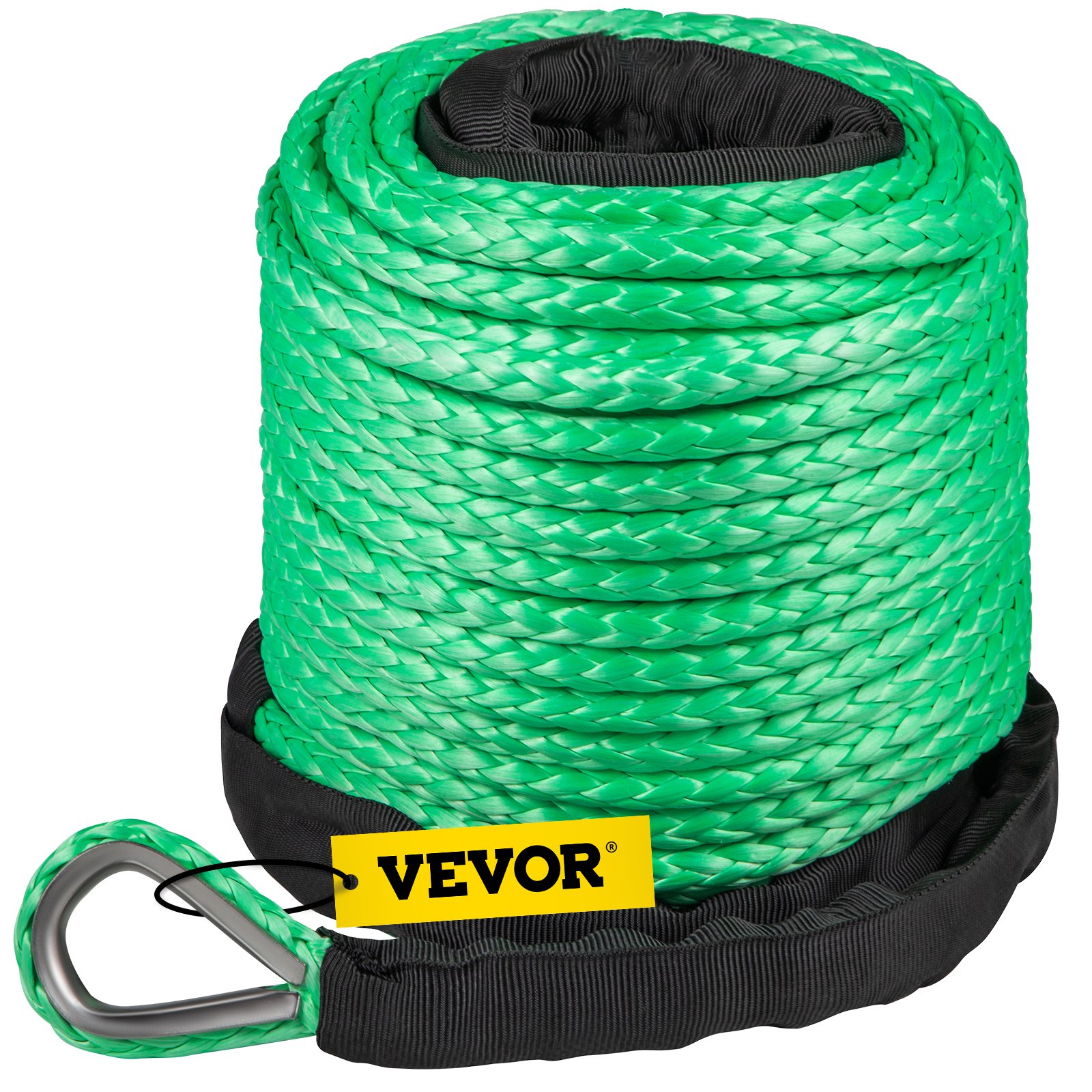 Cuerda de cabrestante sintética verde de 5/16 pulgadas x 100 pies, cabrestante de cable, cuerda de remolque para coche con funda